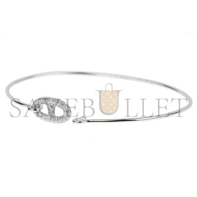 HERMÈS FARANDOLE WHITE GOLD DIAMOND LARGE BANGLE BRACELET 18K 